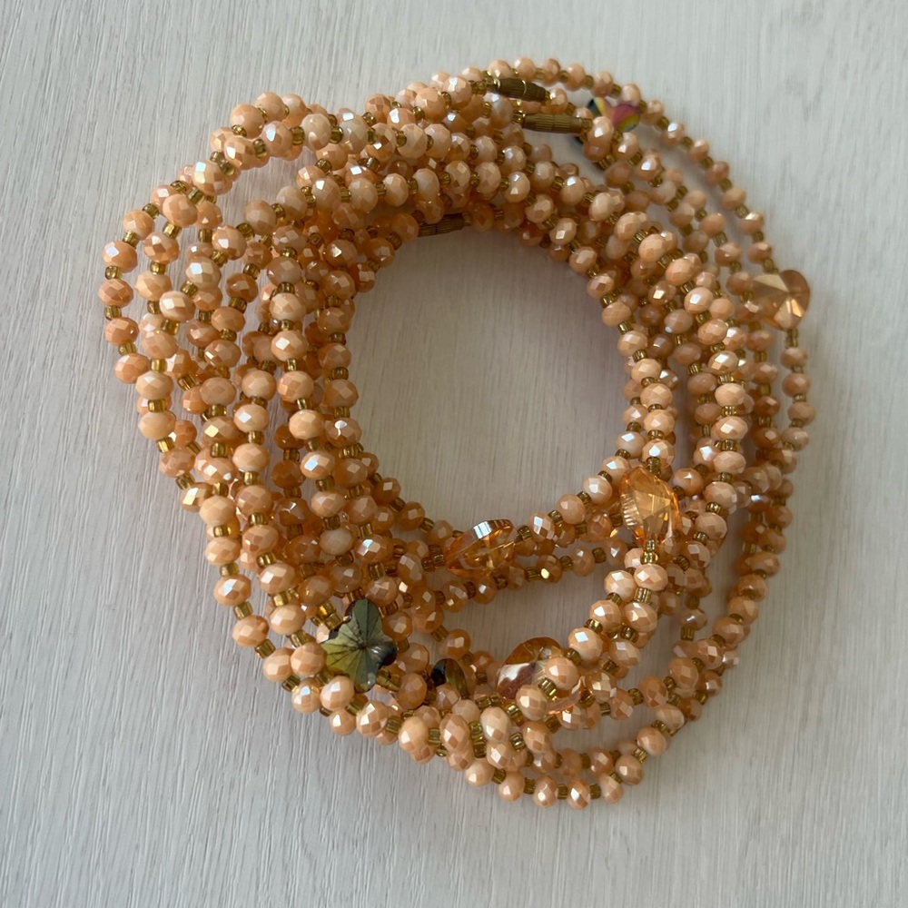 Chic Crystal Waist Beaded in Peachy Creamy Gold